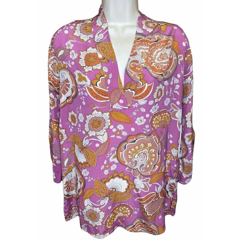 Sigrid Olsen Pink Floral Silk Tunic NWT XS